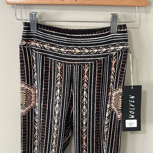 WOLVEN Zephyr Flare High Waisted Bell Bottom Sustainable Stretch Sz XS NEW - Picture 5 of 10